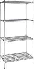 24" x 42" NSF Chrome 4-Shelf Kit with 86" Posts, Heavy Duty Storage Shelving, Wire Shelving Kit, NSF Commercial Storage Rack Unit
