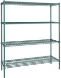 18" x 54" NSF Green Epoxy 4-Shelf Kit with 64" Posts, Heavy Duty Storage Shelving, Wire Shelving Kit, NSF Commercial Storage Rack Unit