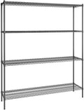 18" x 72" NSF Black Epoxy 4-Shelf Kit with 86" Posts, Heavy Duty Storage Shelving, Wire Shelving Kit, NSF Commercial Storage Rack Unit