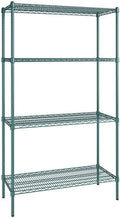 18" x 42" NSF Green Epoxy 4-Shelf Kit with 74" Posts, Heavy Duty Storage Shelving, Wire Shelving Kit, NSF Commercial Storage Rack Unit