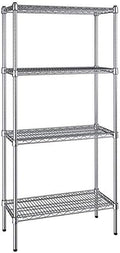14" x 30" NSF Chrome 4-Shelf Kit with 64" Posts, Heavy Duty Storage Shelving, Wire Shelving Kit, NSF Commercial Storage Rack Unit