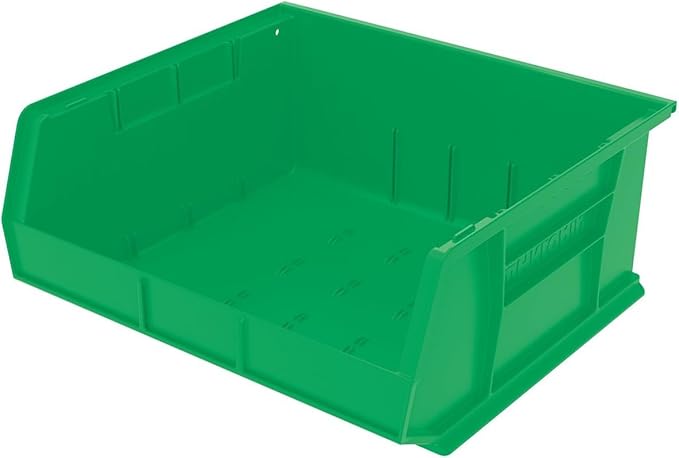 Akro-Mils 30250 AkroBins Plastic Storage Bins, Space-Saving Stackable Bins for Garage, Pantry, Craft Organization, 15-Inch x 16-Inch x 7-Inch, Green, 6-Pack