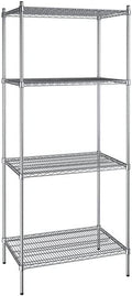 24" x 36" NSF Chrome 4-Shelf Kit with 86" Posts, Heavy Duty Storage Shelving, Wire Shelving Kit, NSF Commercial Storage Rack Unit
