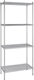 18" x 36" NSF Stainless Steel 4-Shelf Kit with 86" Posts, Heavy Duty Storage Shelving, Wire Shelving Kit, NSF Commercial Storage Rack Unit