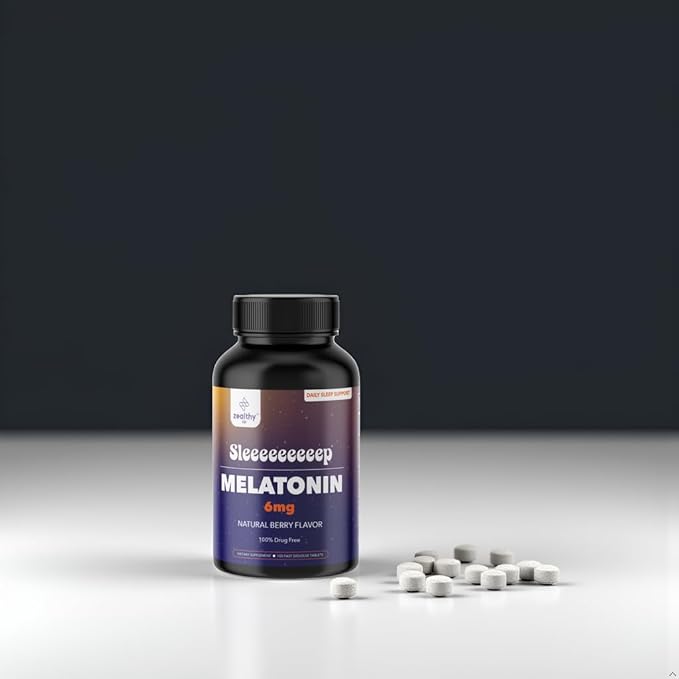 Melatonin 6mg Fast Dissolve Tablets – Natural Berry Flavor, 100 Count – Extra Strength Sleep Support for Adults – Non-Habit Forming, 100-Day Supply | Zealthy Life