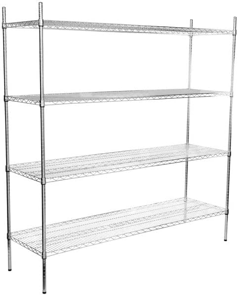 21" x 72" NSF Chrome 4-Shelf Kit with 74" Posts, Heavy Duty Storage Shelving, Wire Shelving Kit, NSF Commercial Storage Rack Unit