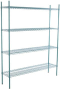 14" x 60" NSF Green Epoxy 4-Shelf Kit with 74" Posts, Heavy Duty Storage Shelving, Wire Shelving Kit, NSF Commercial Storage Rack Unit