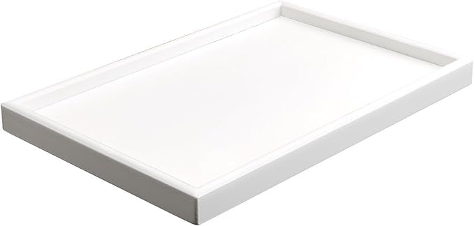 SANZIE Walnut Wooden Tray Desktop Storage Organizer Premium Valet Tray Decorative Tray for Sundries Cosmetics Keys Phone Wallet Cutlery (White)