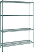 18" x 60" NSF Green Epoxy 4-Shelf Kit with 86" Posts, Heavy Duty Storage Shelving, Wire Shelving Kit, NSF Commercial Storage Rack Unit