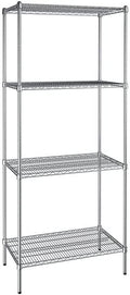 21" x 36" NSF Chrome 4-Shelf Kit with 86" Posts, Heavy Duty Storage Shelving, Wire Shelving Kit, NSF Commercial Storage Rack Unit