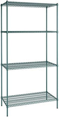 24" x 48" NSF Green Epoxy 4-Shelf Kit with 96" Posts, Heavy Duty Storage Shelving, Wire Shelving Kit, NSF Commercial Storage Rack Unit