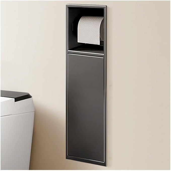 Recessed Stainless Steel Shower Shelf with Trash Can - Double-Tier Waterproof Bathroom Organizer (White, 63x20x13.5cm) for Smart Storage & Space Saving Solutions