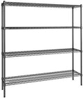 14" x 60" NSF Black Epoxy 4-Shelf Kit with 64" Posts, Heavy Duty Storage Shelving, Wire Shelving Kit, NSF Commercial Storage Rack Unit