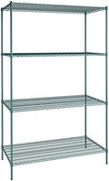 30" x 60" NSF Green Epoxy 4-Shelf Kit with 96" Posts, Heavy Duty Storage Shelving, Wire Shelving Kit, NSF Commercial Storage Rack Unit