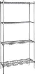 14" x 42" NSF Chrome 4-Shelf Kit with 86" Posts, Heavy Duty Storage Shelving, Wire Shelving Kit, NSF Commercial Storage Rack Unit