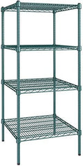 24" x 24" NSF Green Epoxy 4-Shelf Kit with 54" Posts, Heavy Duty Storage Shelving, Wire Shelving Kit, NSF Commercial Storage Rack Unit