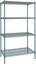 24" x 42" NSF Green Epoxy 4-Shelf Kit with 74" Posts, Heavy Duty Storage Shelving, Wire Shelving Kit, NSF Commercial Storage Rack Unit