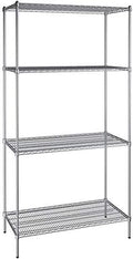 24" x 48" NSF Chrome 4-Shelf Kit with 96" Posts, Heavy Duty Storage Shelving, Wire Shelving Kit, NSF Commercial Storage Rack Unit
