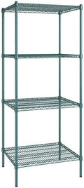 24" x 30" NSF Green Epoxy 4-Shelf Kit with 74" Posts, Heavy Duty Storage Shelving, Wire Shelving Kit, NSF Commercial Storage Rack Unit