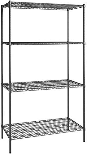 24" x 48" NSF Black Epoxy 4-Shelf Kit with 86" Posts, Heavy Duty Storage Shelving, Wire Shelving Kit, NSF Commercial Storage Rack Unit