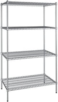24" x 42" NSF Chrome 4-Shelf Kit with 74" Posts, Heavy Duty Storage Shelving, Wire Shelving Kit, NSF Commercial Storage Rack Unit