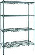 18" x 42" NSF Green Epoxy 4-Shelf Kit with 64" Posts, Heavy Duty Storage Shelving, Wire Shelving Kit, NSF Commercial Storage Rack Unit