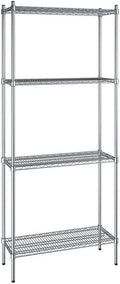 14" x 36" NSF Chrome 4-Shelf Kit with 86" Posts, Heavy Duty Storage Shelving, Wire Shelving Kit, NSF Commercial Storage Rack Unit