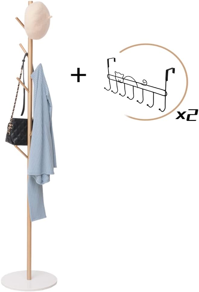 Metal Coat Rack Freestanding Stand Tree with Stable Marble Base Modern Minimalist Hat Jacket Hanger Stand for Bedroom Office Entryway