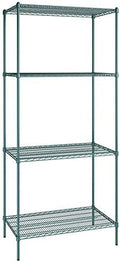 24" x 42" NSF Green Epoxy 4-Shelf Kit with 96" Posts, Heavy Duty Storage Shelving, Wire Shelving Kit, NSF Commercial Storage Rack Unit