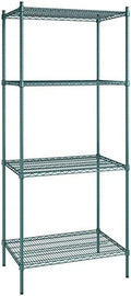 24" x 36" NSF Green Epoxy 4-Shelf Kit with 86" Posts, Heavy Duty Storage Shelving, Wire Shelving Kit, NSF Commercial Storage Rack Unit