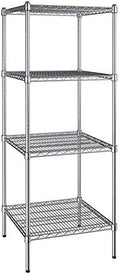 24" x 24" NSF Chrome 4-Shelf Kit with 64" Posts, Heavy Duty Storage Shelving, Wire Shelving Kit, NSF Commercial Storage Rack Unit