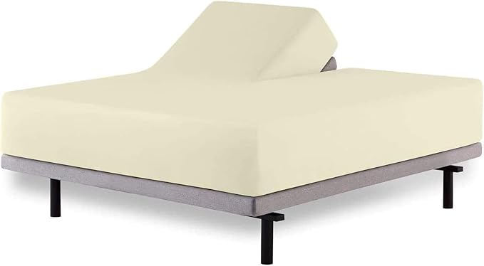 Top Split Queen Fitted Sheet Only for Adjustable beds, Split Down 34 inches from The Top, 600 Thread Count 100% Cotton Half Split Flex Head Fitted Sheet for Sleep Number Beds, Ivory