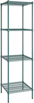 24" x 24" NSF Green Epoxy 4-Shelf Kit with 86" Posts, Heavy Duty Storage Shelving, Wire Shelving Kit, NSF Commercial Storage Rack Unit