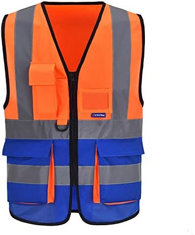 A-SAFETY Orange blue High Visibility Safety Vests Orange&Blue Color Mixed, XXL