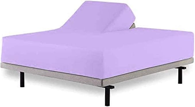 Top Split California King Fitted Sheet Only for Adjustable beds, Split Down 32 inches from The Top, 600 Thread Count 100% Cotton Half Split Flex Head Fitted Sheet for Sleep Number Beds, Lavender