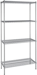 18" x 42" NSF Chrome 4-Shelf Kit with 86" Posts, Heavy Duty Storage Shelving, Wire Shelving Kit, NSF Commercial Storage Rack Unit