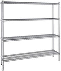 14" x 60" NSF Chrome 4-Shelf Kit with 64" Posts, Heavy Duty Storage Shelving, Wire Shelving Kit, NSF Commercial Storage Rack Unit