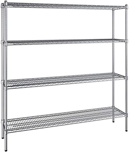 14" x 60" NSF Chrome 4-Shelf Kit with 64" Posts, Heavy Duty Storage Shelving, Wire Shelving Kit, NSF Commercial Storage Rack Unit