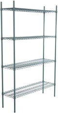 14" x 48" NSF Green Epoxy 4-Shelf Kit with 74" Posts, Heavy Duty Storage Shelving, Wire Shelving Kit, NSF Commercial Storage Rack Unit