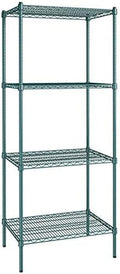 21" x 30" NSF Green Epoxy 4-Shelf Kit with 74" Posts, Heavy Duty Storage Shelving, Wire Shelving Kit, NSF Commercial Storage Rack Unit