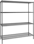 24" x 72" NSF Black Epoxy 4-Shelf Kit with 86" Posts, Heavy Duty Storage Shelving, Wire Shelving Kit, NSF Commercial Storage Rack Unit
