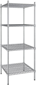 24" x 24" NSF Stainless Steel 4-Shelf Kit with 64" Posts, Heavy Duty Storage Shelving, Wire Shelving Kit, NSF Commercial Storage Rack Unit