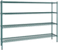 14" x 72" NSF Green Epoxy 4-Shelf Kit with 54" Posts, Heavy Duty Storage Shelving, Wire Shelving Kit, NSF Commercial Storage Rack Unit