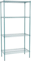 18" x 36" NSF Green Epoxy 4-Shelf Kit with 74" Posts, Heavy Duty Storage Shelving, Wire Shelving Kit, NSF Commercial Storage Rack Unit