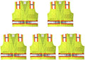 Premium High Visibility Surveyor Vest Solid Front Mesh Back, 5 Pack, Large