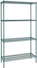 18" x 48" NSF Green Epoxy 4-Shelf Kit with 86" Posts, Heavy Duty Storage Shelving, Wire Shelving Kit, NSF Commercial Storage Rack Unit