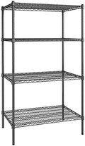 24" x 36" NSF Black Epoxy 4-Shelf Kit with 64" Posts, Heavy Duty Storage Shelving, Wire Shelving Kit, NSF Commercial Storage Rack Unit