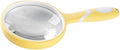 Reading Magnifier with Handle, Portable Handheld Magnifying Glass for Reading and Observation, Yellow Rubber Frame, Visual Aid Tool for Seniors and Low Vision Users