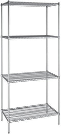 24" x 42" NSF Chrome 4-Shelf Kit with 96" Posts, Heavy Duty Storage Shelving, Wire Shelving Kit, NSF Commercial Storage Rack Unit