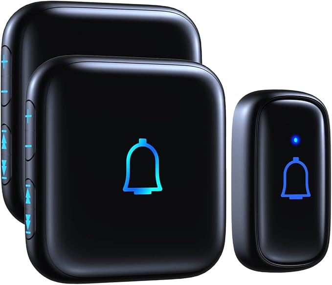 Wireless Doorbell 1000 Feet with 66 Chimes Waterproof 115dB 7 volume levels Mute Mode with LED Flash Doorbell Ringer Wireless for Kids Room Teachers Classroom Home Office & Hearing-Impaired IP66